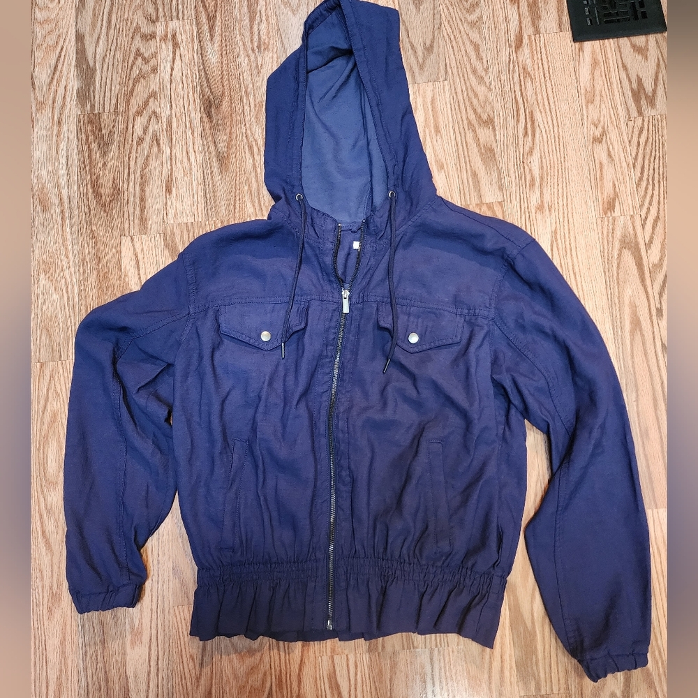 Navy Blue Hooded Jacket